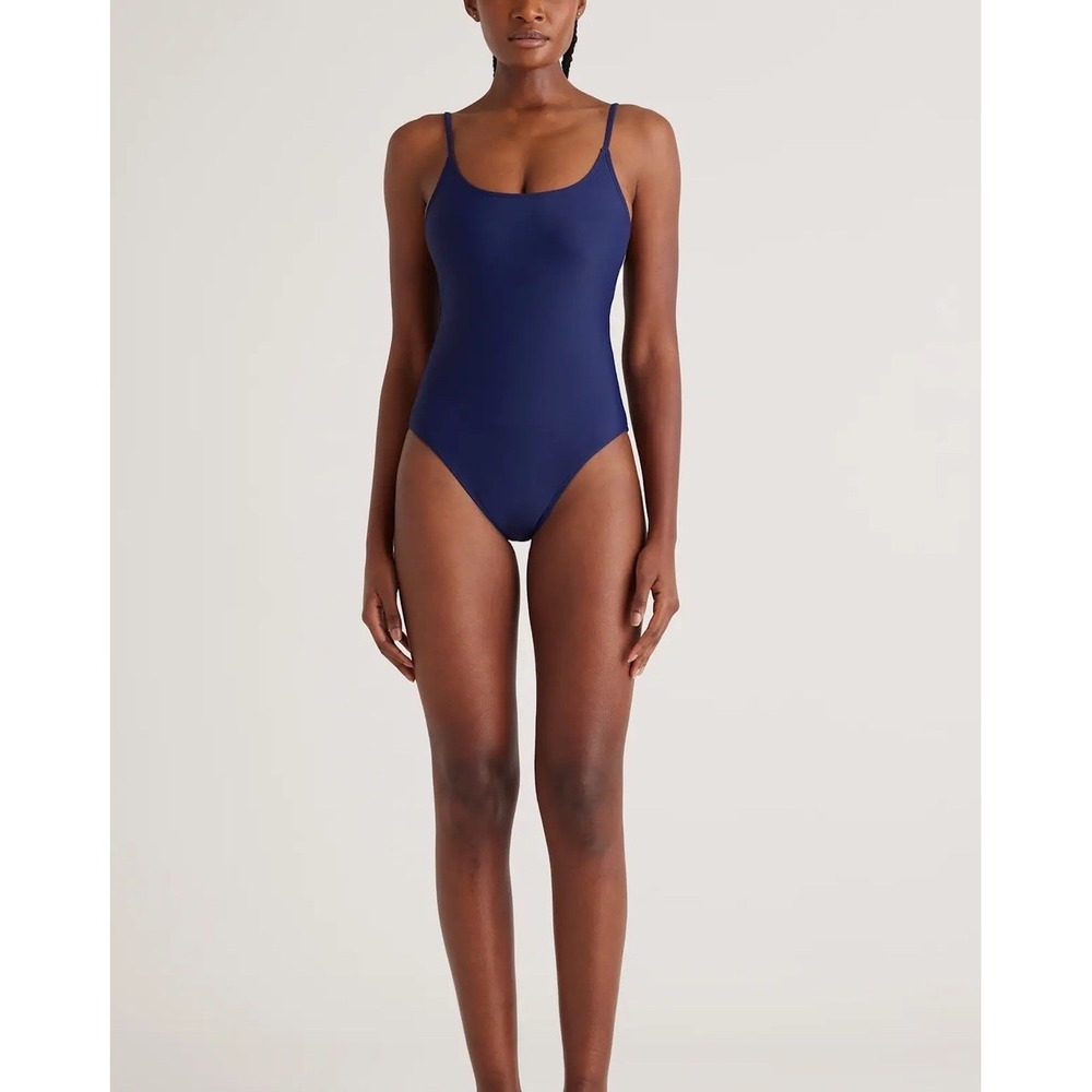 NWT Quince Deep Navy Italian Cami One-Piece Swimsuit Size‎ Medium